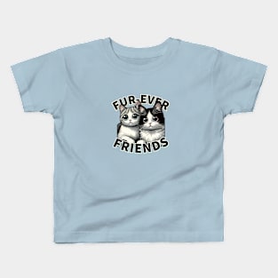 Cuddly Companions - Cute Cat Friendship Series Kids T-Shirt